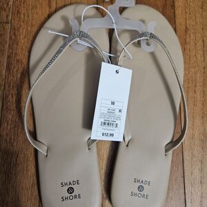Shade & Shore Beige Sandals with Silver Accents